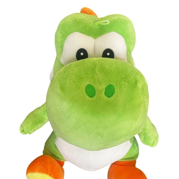Vintage Super Mario Bros. Yoshi Green & Orange Dinosaur Plush Toy Stuffed 20" - Picture 3 of 16